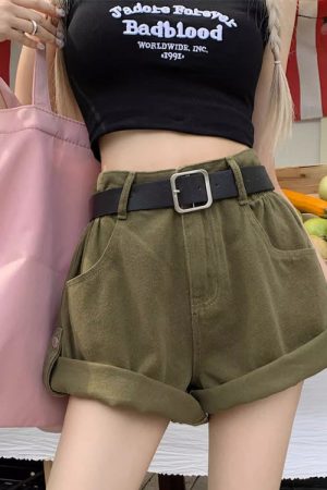 Casual Day Outfits, Easy Trendy Outfits High-Waisted Khaki Shorts