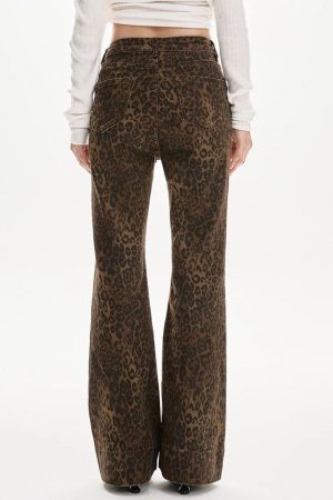 Casual Day Outfits, Easy Trendy Outfits High-Waisted Leopard Flare Jeans