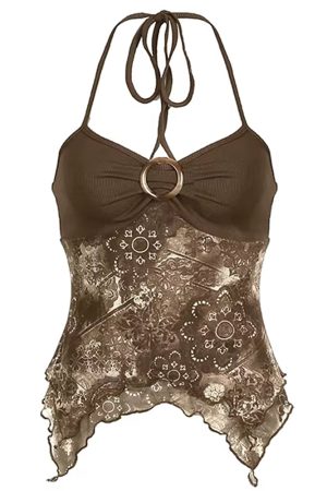 Casual Day Outfits, Easy Trendy Outfits Indie Aesthetic Lace Halter Top