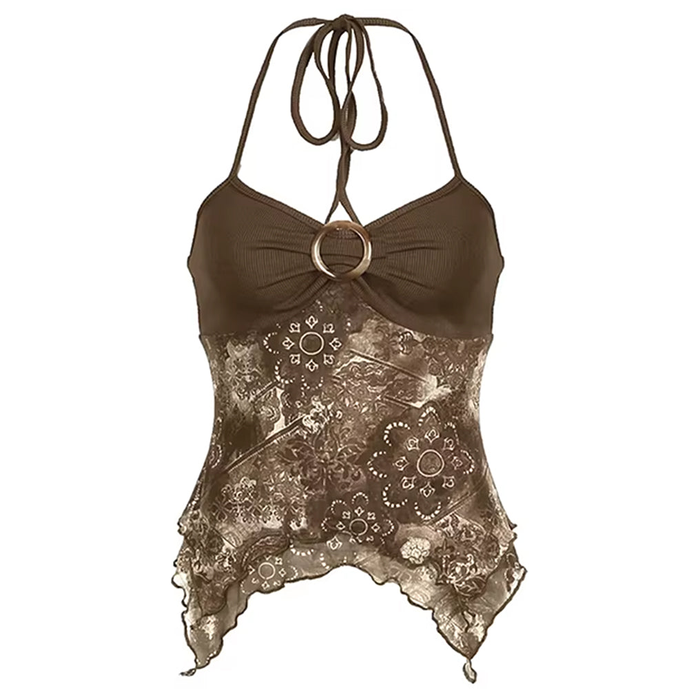 Casual Day Outfits, Easy Trendy Outfits Indie Aesthetic Lace Halter Top Casual Day Outfits, Easy Trendy Outfits Indie Aesthetic Lace Halter Top