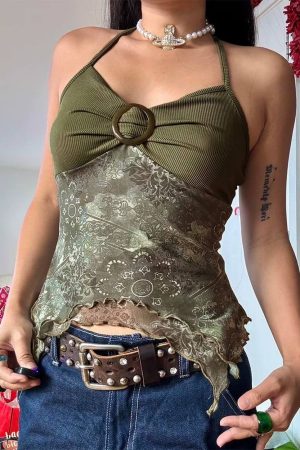 Casual Day Outfits, Easy Trendy Outfits Indie Aesthetic Lace Halter Top