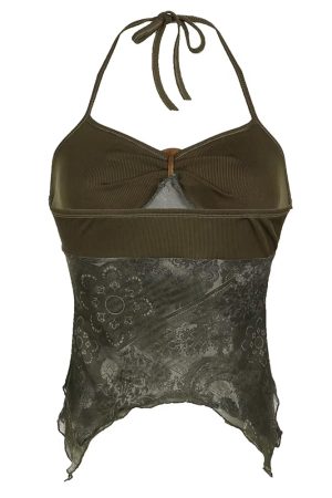 Casual Day Outfits, Easy Trendy Outfits Indie Aesthetic Lace Halter Top