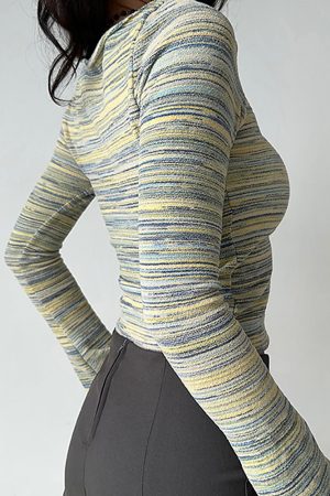 Casual Day Outfits, Easy Trendy Outfits Indie Flower Striped Long Sleeve Top