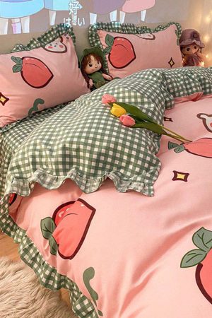 Casual Day Outfits, Easy Trendy Outfits Kawaii Peach Bedding Set 🍑