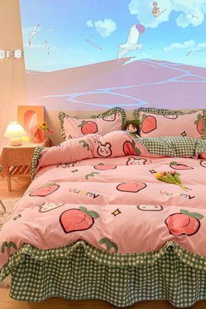 Casual Day Outfits, Easy Trendy Outfits Kawaii Peach Bedding Set 🍑