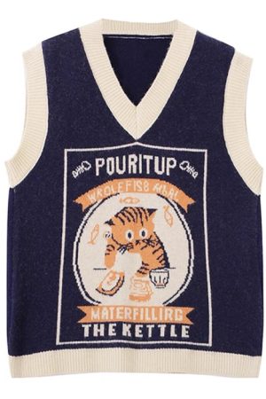 Casual Day Outfits, Easy Trendy Outfits Kitty Knitted Vest