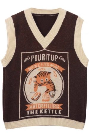 Casual Day Outfits, Easy Trendy Outfits Kitty Knitted Vest