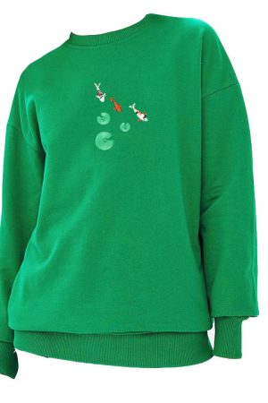 Casual Day Outfits, Easy Trendy Outfits Koi Fish Embroidered Sweatshirt