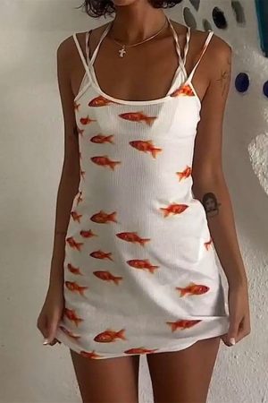 Casual Day Outfits, Easy Trendy Outfits Koi Fish Slip Dress