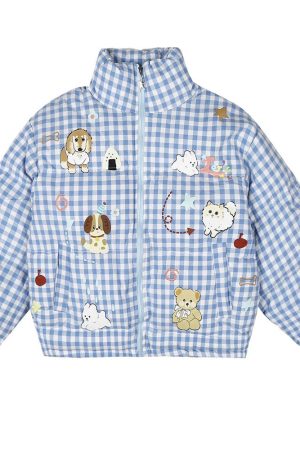 Casual Day Outfits, Easy Trendy Outfits Korean Aesthetic Checker Puffer Jacket