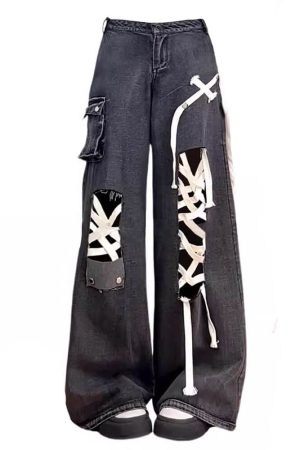 Casual Day Outfits, Easy Trendy Outfits Lace Detail Wide-Leg Jeans