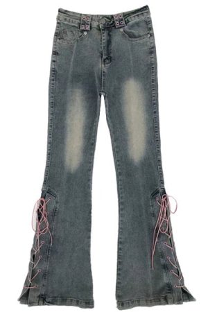 Casual Day Outfits, Easy Trendy Outfits Lace Up Flared Jeans