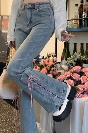 Casual Day Outfits, Easy Trendy Outfits Lace Up Flared Jeans