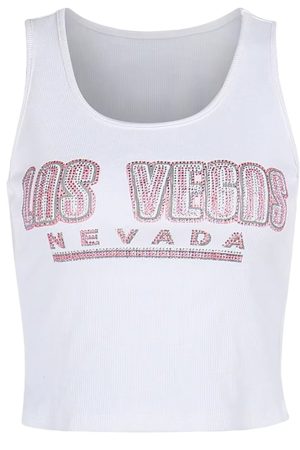 Casual Day Outfits, Easy Trendy Outfits Las Vegas Rhinestone Ribbed Tank