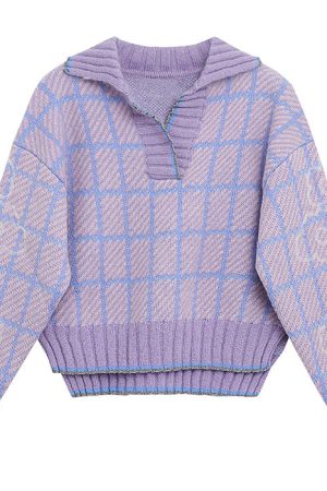 Casual Day Outfits, Easy Trendy Outfits Lavender Plaid Sweater