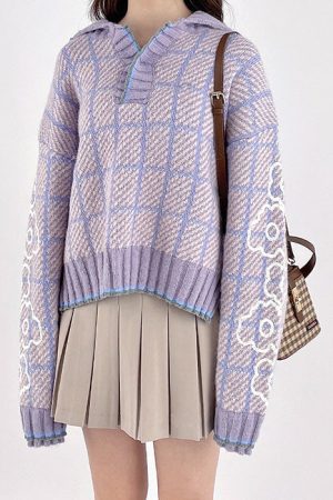 Casual Day Outfits, Easy Trendy Outfits Lavender Plaid Sweater