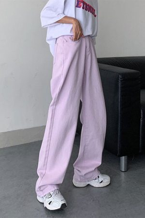 Casual Day Outfits, Easy Trendy Outfits Lavender Skater Girl Wide Jeans
