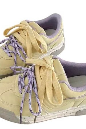 Casual Day Outfits, Easy Trendy Outfits Lemon Cream & Lavender Sneakers