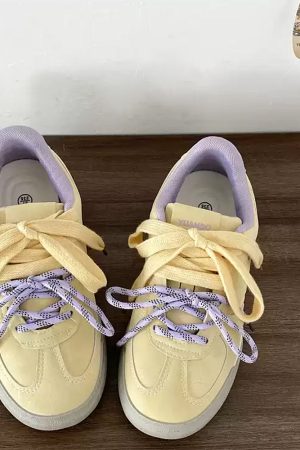 Casual Day Outfits, Easy Trendy Outfits Lemon Cream & Lavender Sneakers