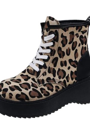 Casual Day Outfits, Easy Trendy Outfits Leopard Lace Up Boots