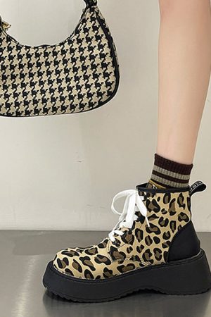 Casual Day Outfits, Easy Trendy Outfits Leopard Lace Up Boots