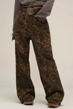 Casual Day Outfits, Easy Trendy Outfits Leopard Wide Leg Jeans