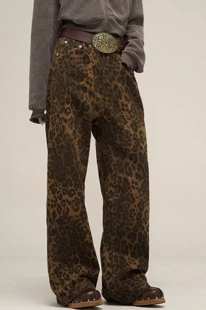 Casual Day Outfits, Easy Trendy Outfits Leopard Wide Leg Jeans
