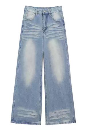 Casual Day Outfits, Easy Trendy Outfits Light Blue Washed Wide-Leg Jeans
