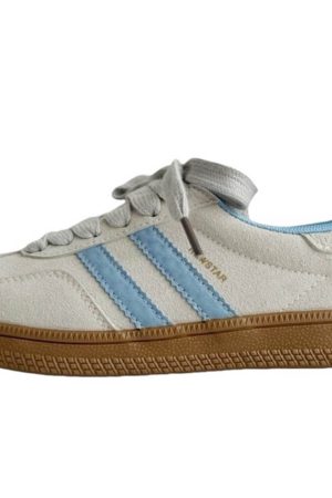 Casual Day Outfits, Easy Trendy Outfits Light Grey & Blue Stripe Sneakers