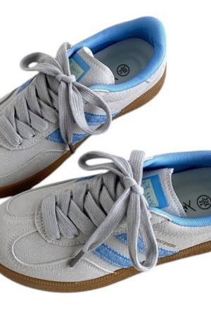 Casual Day Outfits, Easy Trendy Outfits Light Grey & Blue Stripe Sneakers