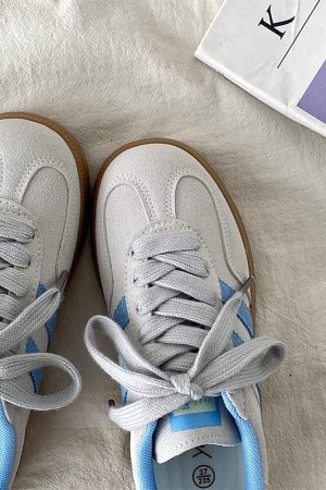 Casual Day Outfits, Easy Trendy Outfits Light Grey & Blue Stripe Sneakers