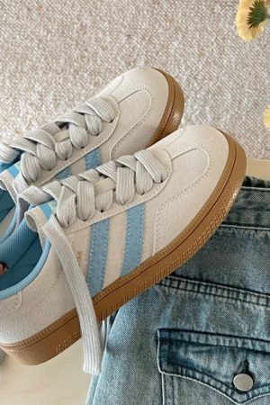 Casual Day Outfits, Easy Trendy Outfits Light Grey & Blue Stripe Sneakers