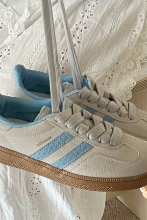 Casual Day Outfits, Easy Trendy Outfits Light Grey & Blue Stripe Sneakers