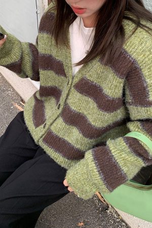 Casual Day Outfits, Easy Trendy Outfits Local Coffee Shop Striped Cardigan