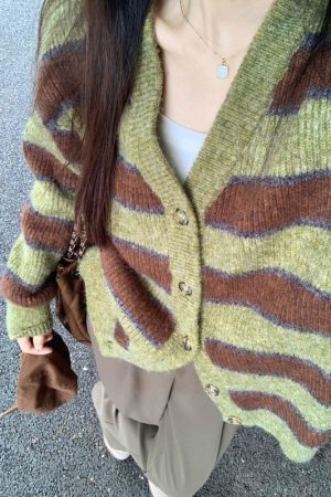 Casual Day Outfits, Easy Trendy Outfits Local Coffee Shop Striped Cardigan