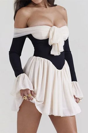 Casual Day Outfits, Easy Trendy Outfits Mademoiselle Bow Off Shoulder Dress