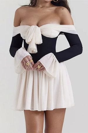 Casual Day Outfits, Easy Trendy Outfits Mademoiselle Bow Off Shoulder Dress