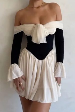 Casual Day Outfits, Easy Trendy Outfits Mademoiselle Bow Off Shoulder Dress