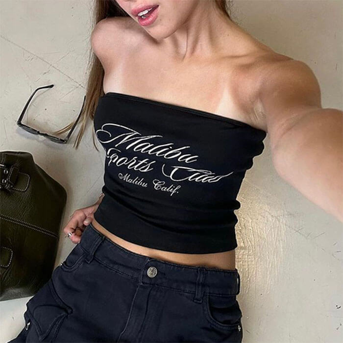 Casual Day Outfits, Easy Trendy Outfits Malibu Sports Club Tube Top Casual Day Outfits, Easy Trendy Outfits Malibu Sports Club Tube Top