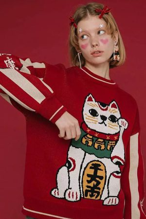 Casual Day Outfits, Easy Trendy Outfits Maneki Neko Sweater