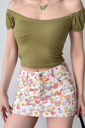 Casual Day Outfits, Easy Trendy Outfits Mermaid Aesthetic Denim Mini Skirt