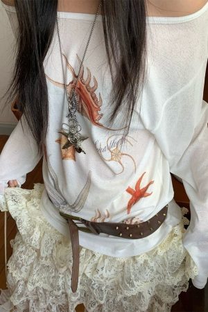 Casual Day Outfits, Easy Trendy Outfits Mermaid Aesthetic Off-Shoulder Top