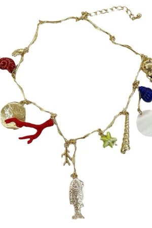 Casual Day Outfits, Easy Trendy Outfits Mermaidcore Aesthetic Pendant Necklace