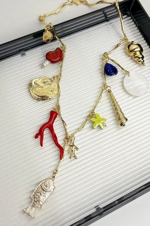 Casual Day Outfits, Easy Trendy Outfits Mermaidcore Aesthetic Pendant Necklace