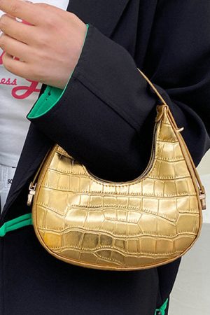 Casual Day Outfits, Easy Trendy Outfits Metallic Aesthetic Hobo Bag