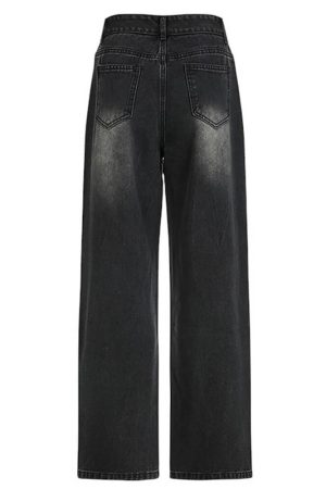 Casual Day Outfits, Easy Trendy Outfits Midnight Rhinestone Baggy Jeans