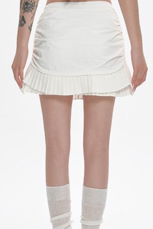 Casual Day Outfits, Easy Trendy Outfits Milk White Double-Layer Mini Skirt