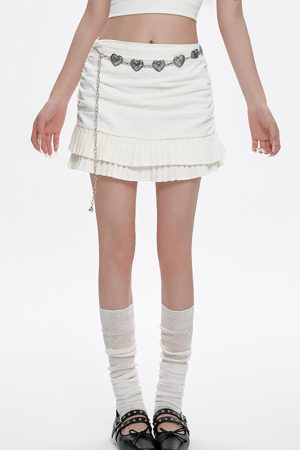 Casual Day Outfits, Easy Trendy Outfits Milk White Double-Layer Mini Skirt
