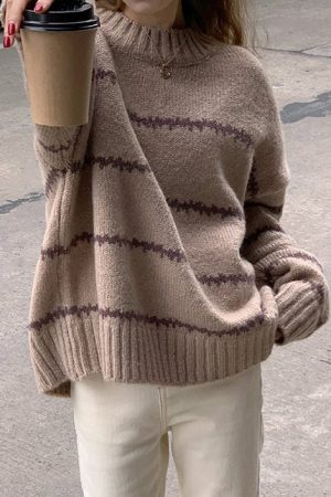 Casual Day Outfits, Easy Trendy Outfits Minimalist Aesthetic Striped Sweater