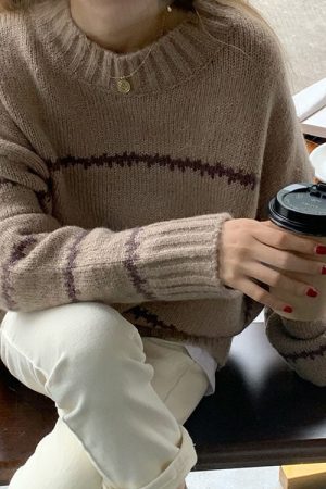 Casual Day Outfits, Easy Trendy Outfits Minimalist Aesthetic Striped Sweater